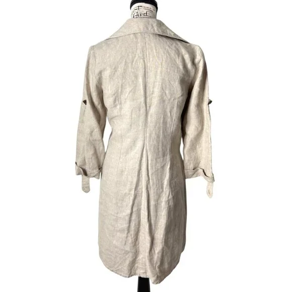 Olga Lucia Cortes Women Shirt Dress Button-Up Roll Tab Sleeve Linen Beige Size S - Picture 3 of 6